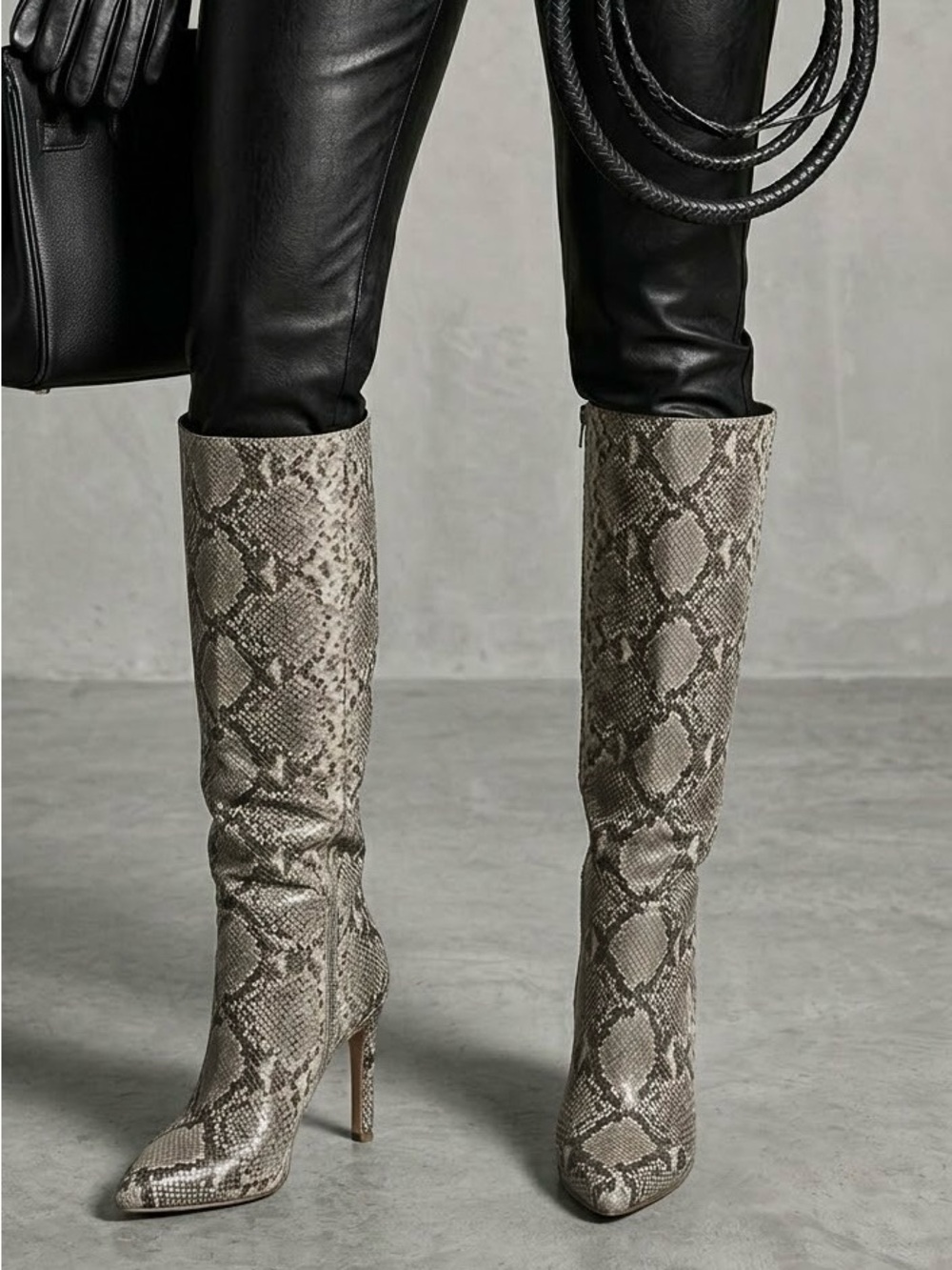 Jessica Simpson Metallic Snake-Print Knee-High Stiletto Boots
